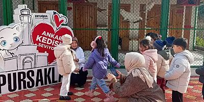 Pursaklar’da Minik Öğrencilerden Kedi Evine Sevgi Dolu Ziyaret